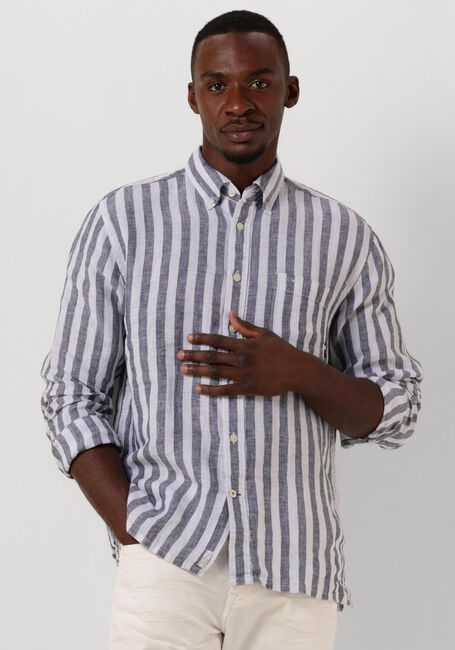 Blauwe TOMMY HILFIGER Casual overhemd BRETON LINEN STRIPE CF SHIRT - large