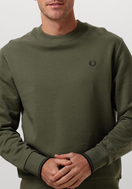 Groene FRED PERRY Trui CREW NECK SWEATSHIRT - large