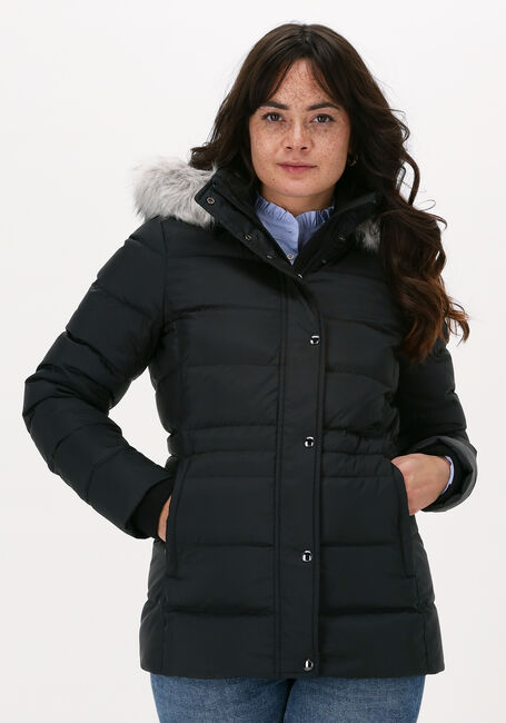 Zwarte TOMMY HILFIGER Gewatteerde jas TH ESS TYRA DOWN JKT WITH FUR - large