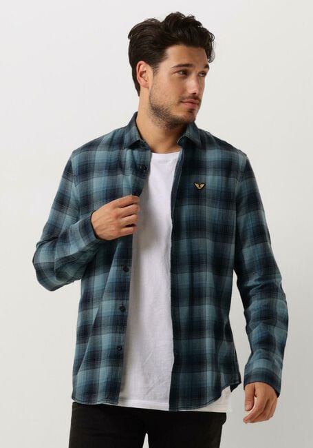 Lichtblauwe PME LEGEND Casual overhemd LONG SLEEVE SHIRT CTN TWILL CHECK - large