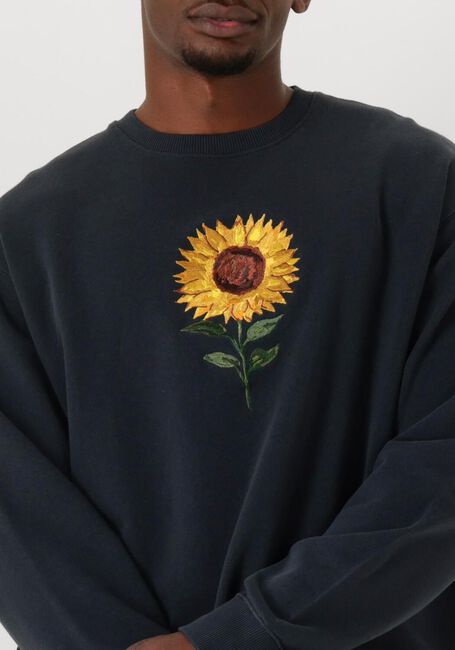 Donkerblauwe FORÉT Sweater SUN EMBROIDERED SWEATSHIRT - large