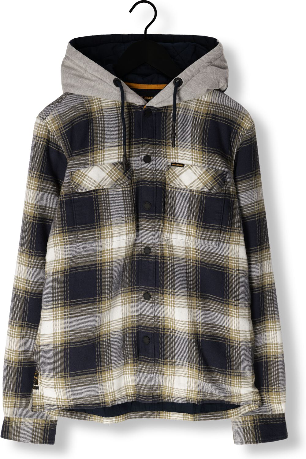 PME LEGEND Heren Overhemden Long Sleeve Shirt Ctn Flanel Check Quilted Blauw