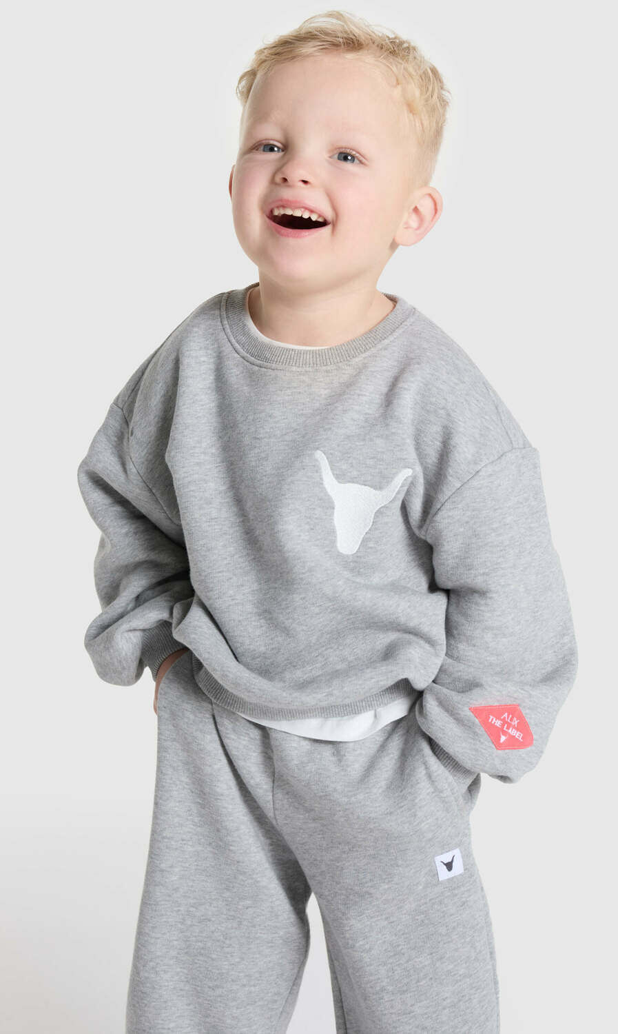 Grijze ALIX MINI Sweater KNITTED BULL SWEATER - large