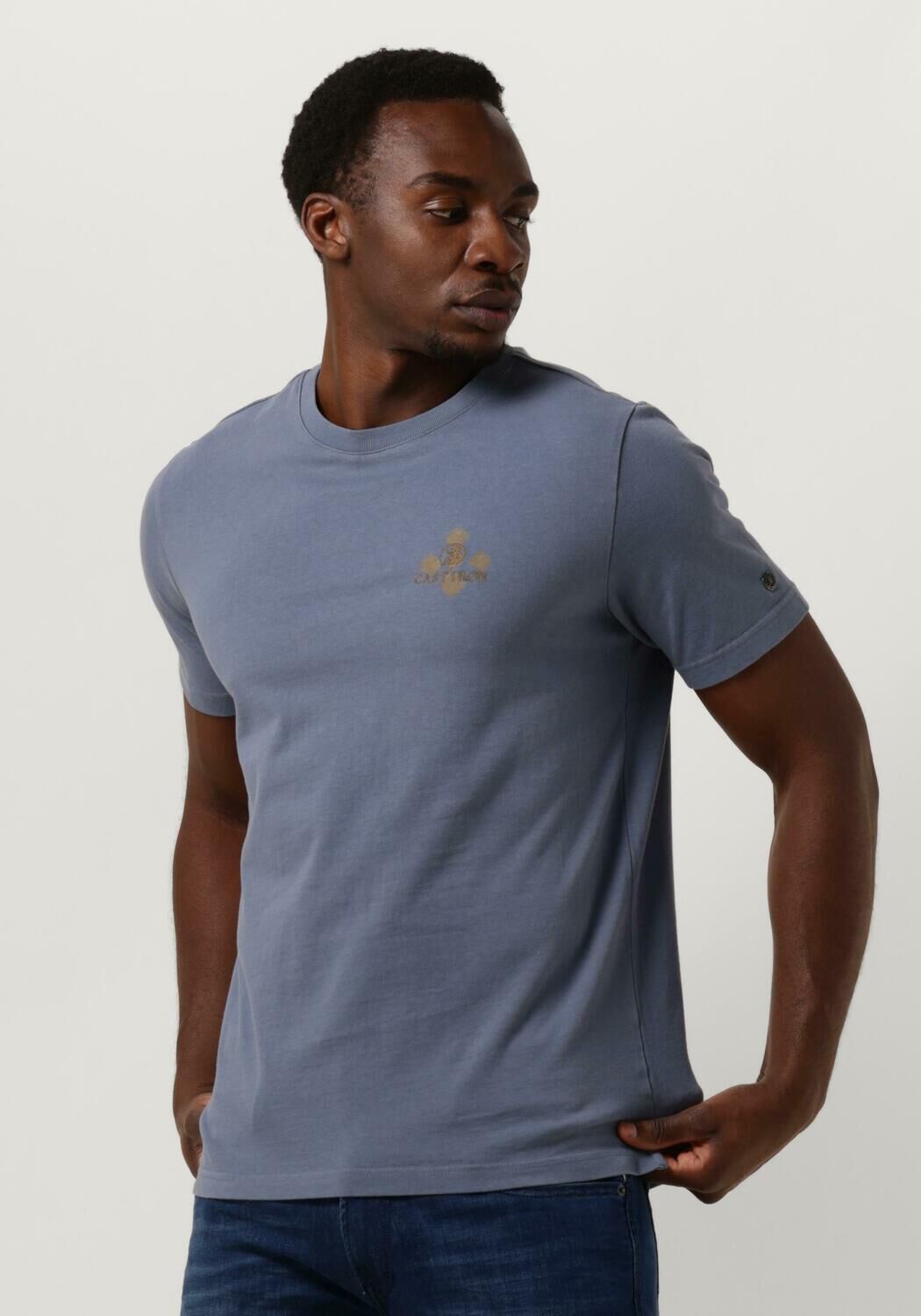 Blauwe CAST IRON T shirt SHORT SLEEVE R NECK REGULAR FIT COTTON Omoda