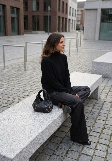 Zwarte OBJECT Wijde broek OBJLISA WIDE PANT - large