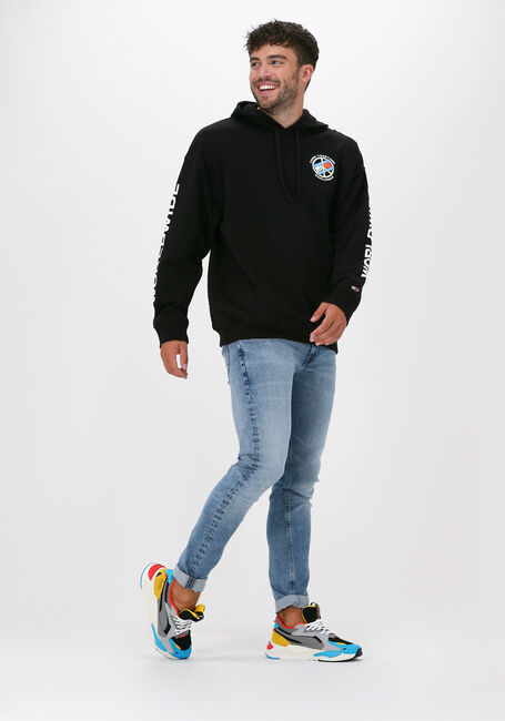 Zwarte TOMMY JEANS Sweater TJM TOGETHER WORLD PEACE HOODI - large