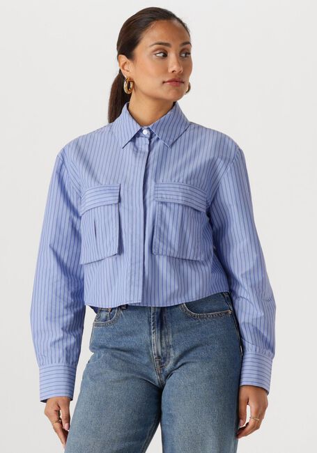 Blauwe WITHBLACK Blouses WBLLEMON LS CROPPED SHIRT - large