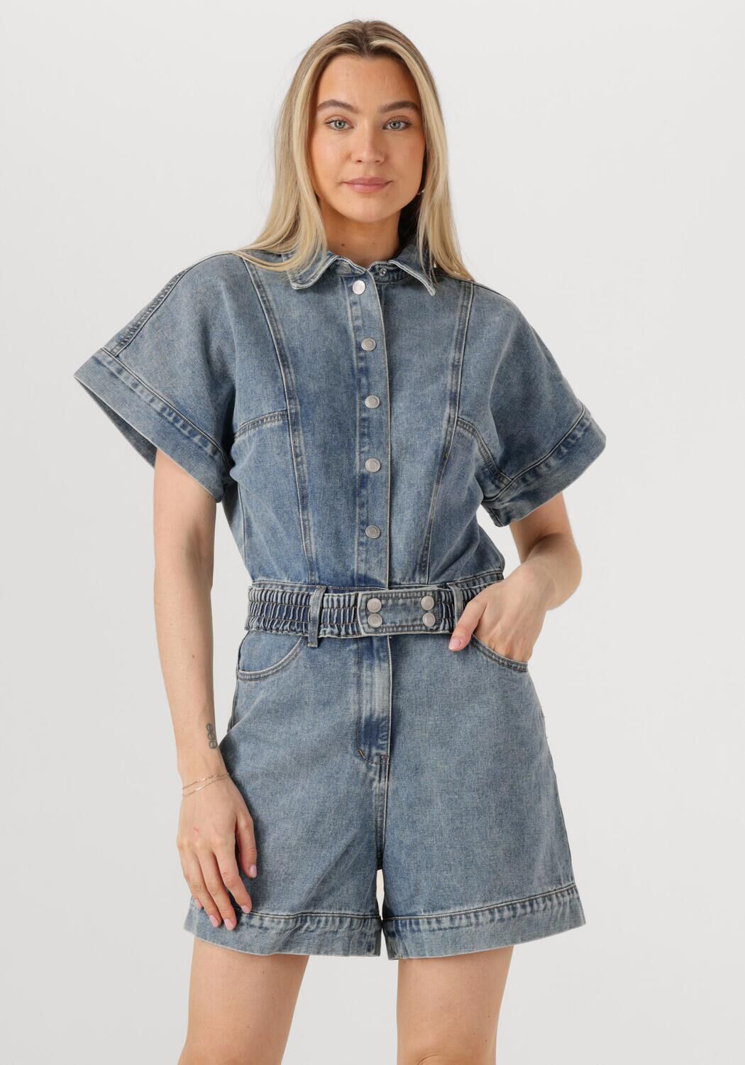 ROUGE EDIT Dames Jumpsuits Roujolie 2 4 Denim Playsuit Blauw