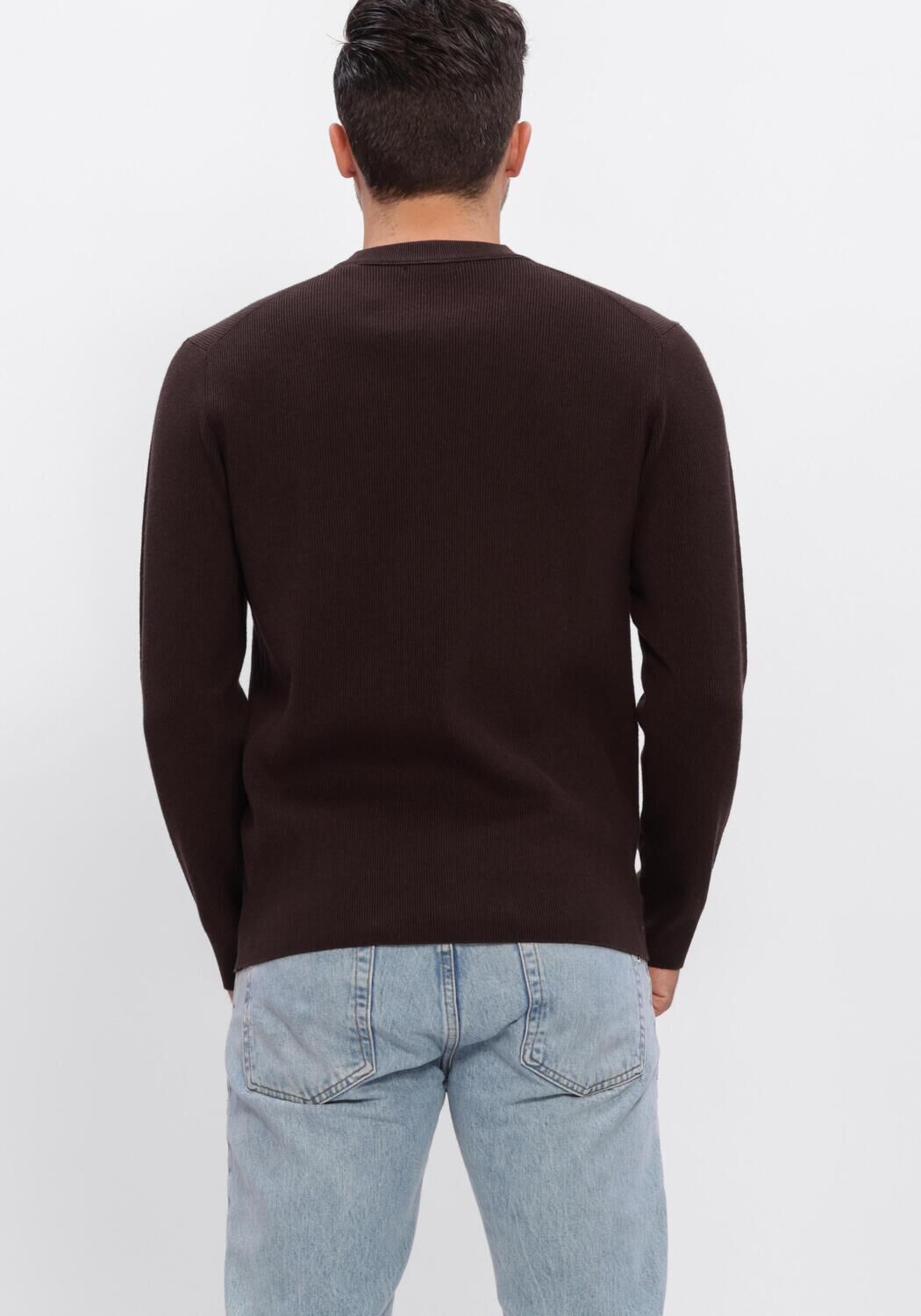 Bruine DSTREZZED Trui DS_OSCAR RIB MOCKNECK - large