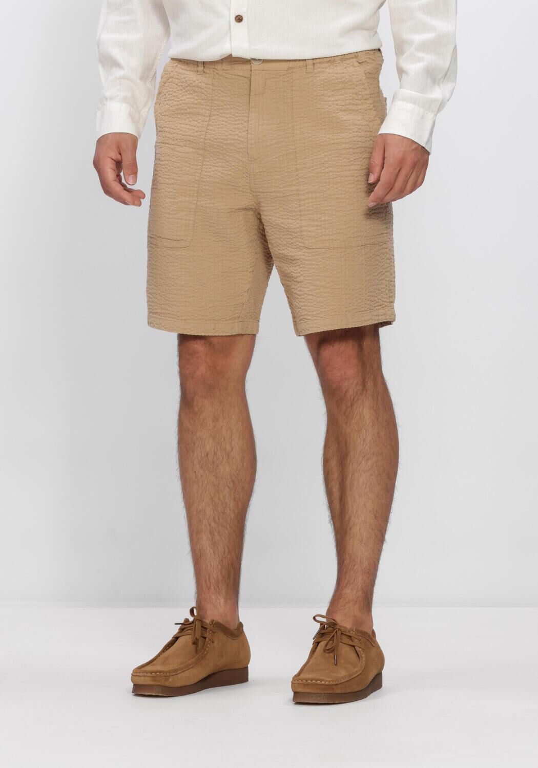 Beige ANERKJENDT Korte broek AKJAN SEERSUCKER SHORTS - large