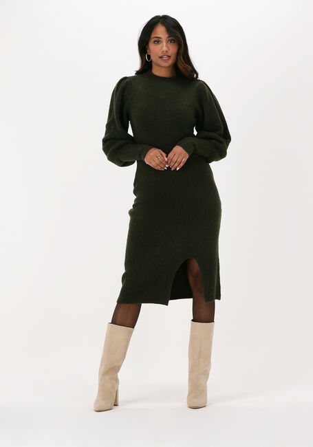 Donkergroene Y.A.S. Midi jurk YASLUNA LS KNIT MIDI DRESS - large