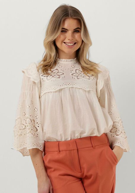 Witte SUMMUM Blouses BLOUSE COTTON VOILE EMBROIDERY - large