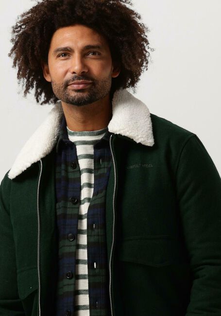 Donkergroene COLOURFUL REBEL Jack CHASE CONTRAST COLLAR JACKET - large