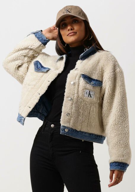 steek verdrietig Dom Blauwe CALVIN KLEIN Spijkerjas REVERSIBLE SHERPA CROP DNM JKT | Omoda