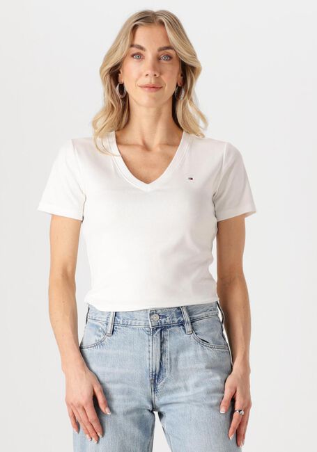 Witte TOMMY HILFIGER T-shirt NEW SLIM CODY V-NK SS - large