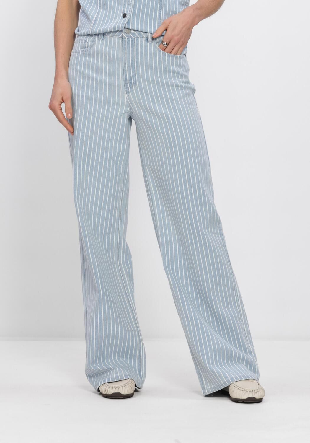 Blauwe OBJECT Jeans OBJSANNI MW WIDE JEANS - large