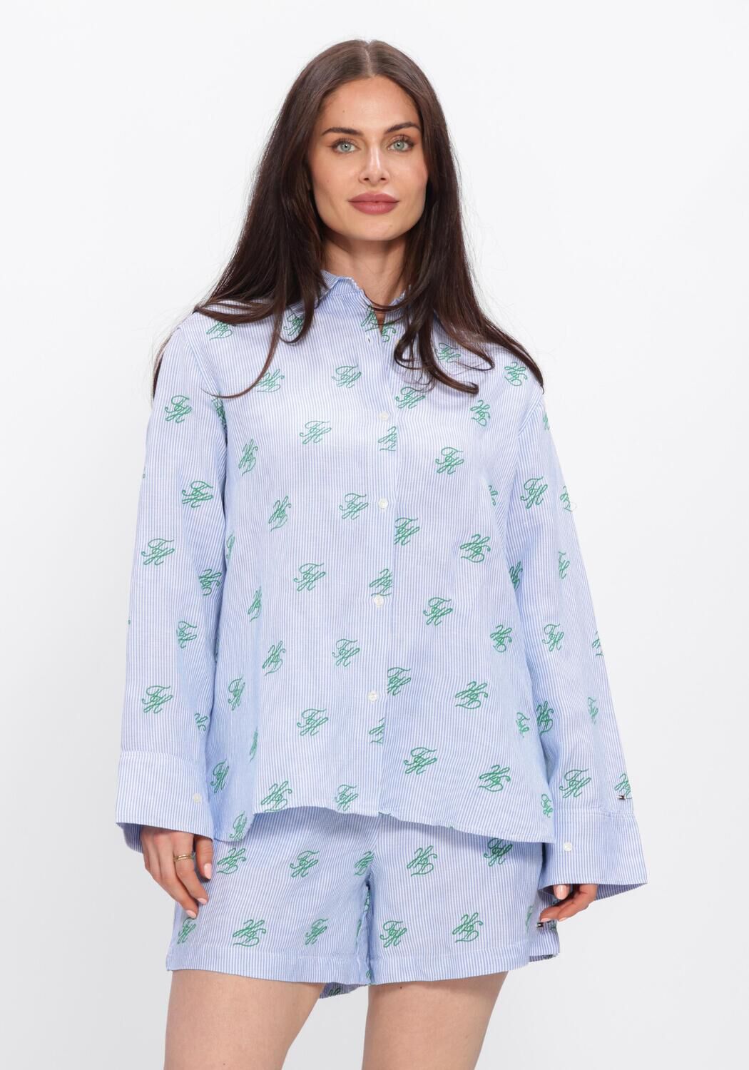 Blauwe TOMMY HILFIGER Blouses SWIMSHOP LINEN EASY FIT - large