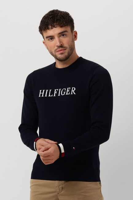 Donkerblauwe TOMMY HILFIGER Trui HILFIGER FLAG CUFF CREW NECK - large