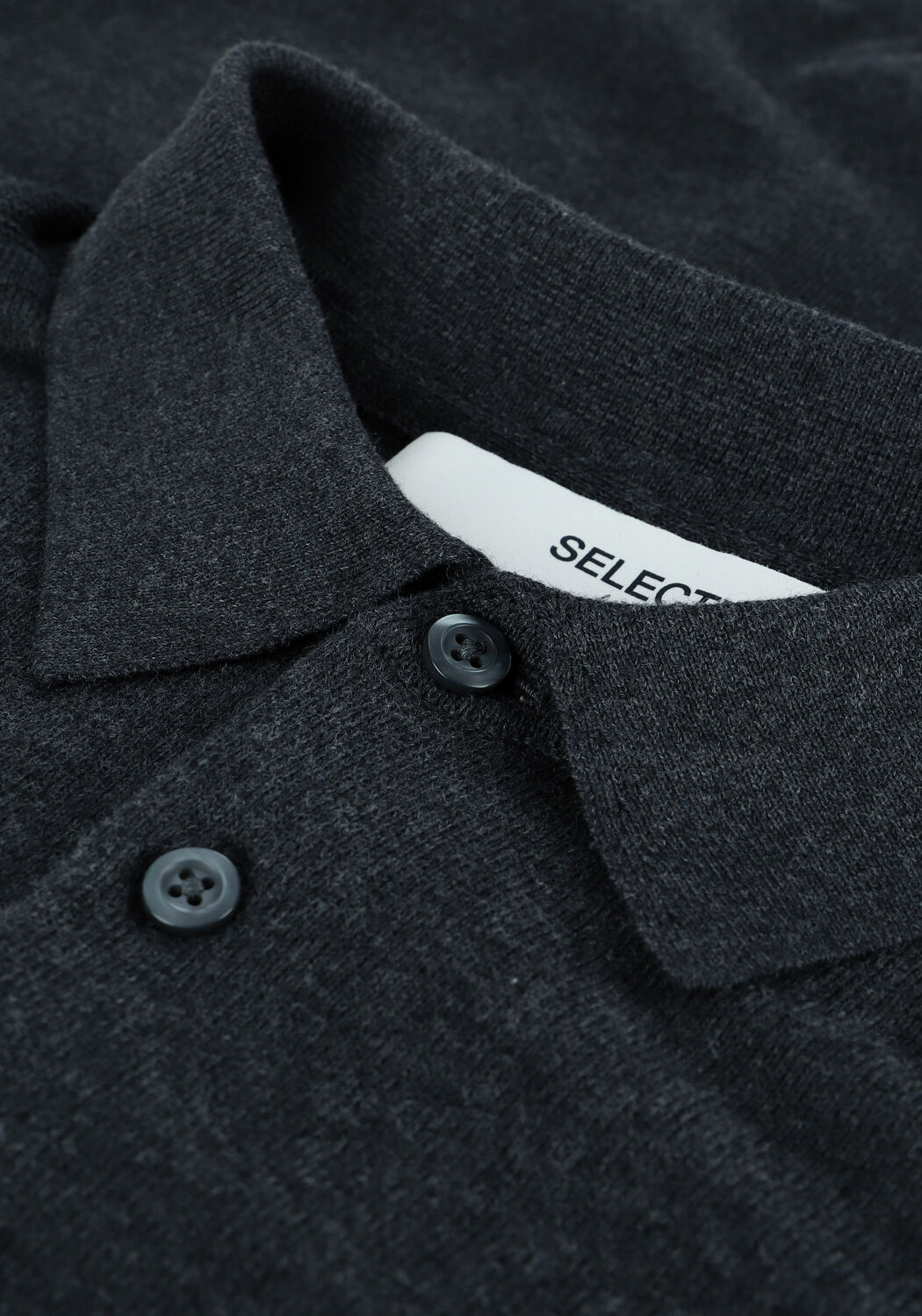 Grijze SELECTED MEN Polo SLHBERG LS KNIT POLO NECK B NO - large