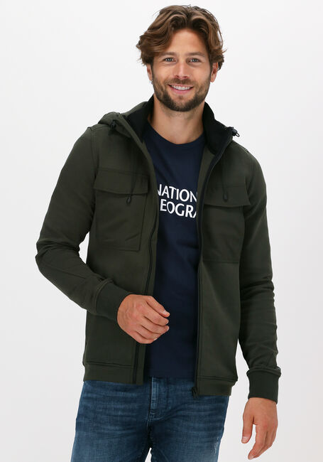 Groene CAST IRON Vest HOODED SLIM FIT COTTON INTERLO - large