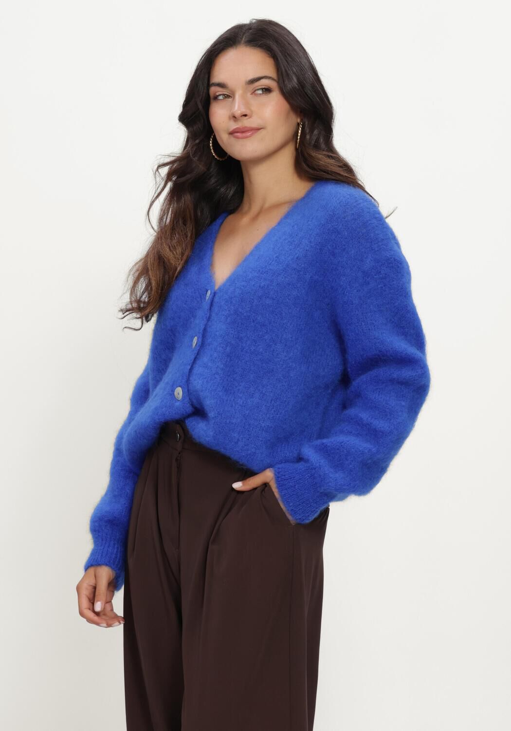 Blauwe TWNS Trui BUTTONED V-NECK LONG-SLEEVE CARDIGAN - large