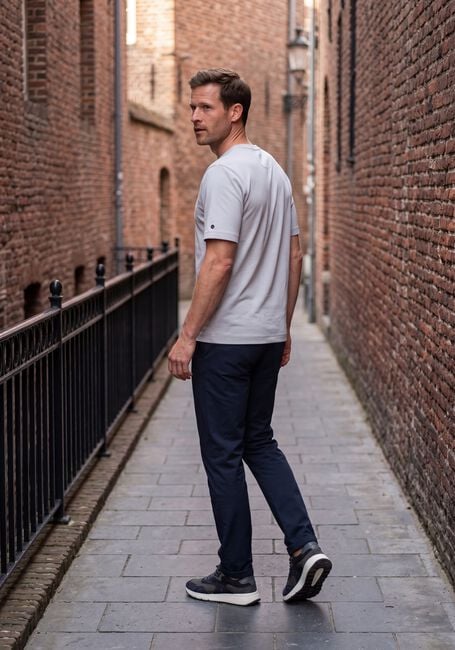 Lichtgrijze CAST IRON T-shirt SHORT SLEEVE R-NECK REGULAR FIT INTERLOCK - large