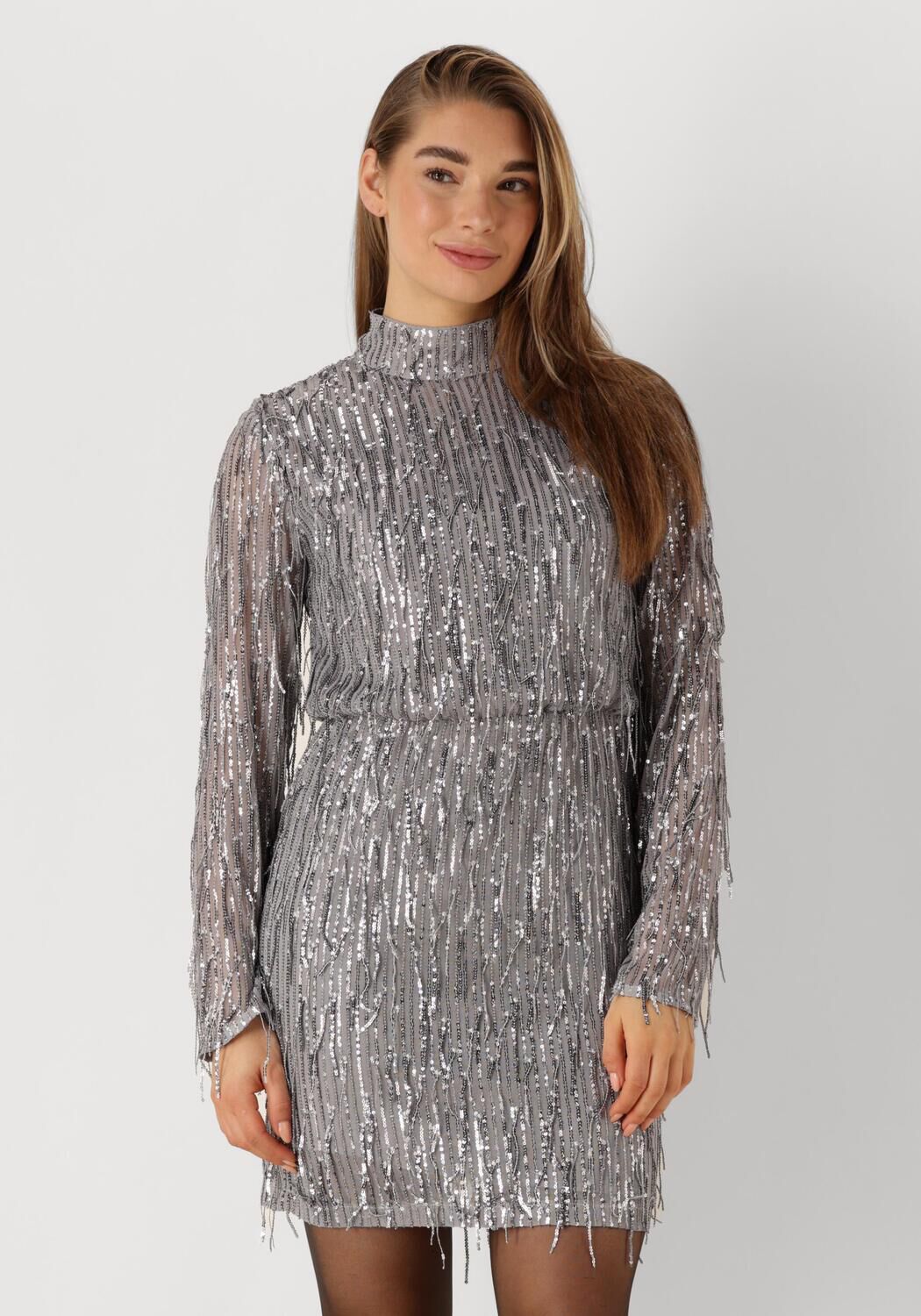 Ibana Sprankelende Grijze Pailletten Mini Jurk Gray Dames