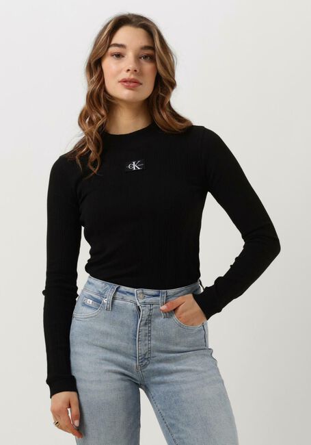 Zwarte CALVIN KLEIN Tops & T-shirts BADGE RIB LONG SLEEVE - large