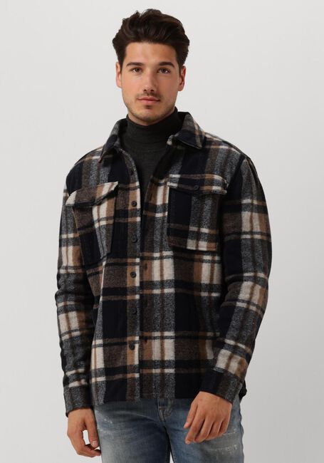 Donkerblauwe PUREWHITE Overshirt CHECK WOOL LOOK SHIRT - large