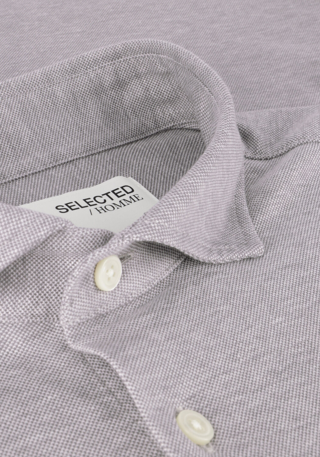 Beige SELECTED MEN Casual overhemd SLHSLIMBOND-PIQUE KNIT-SHIRT LS B - large