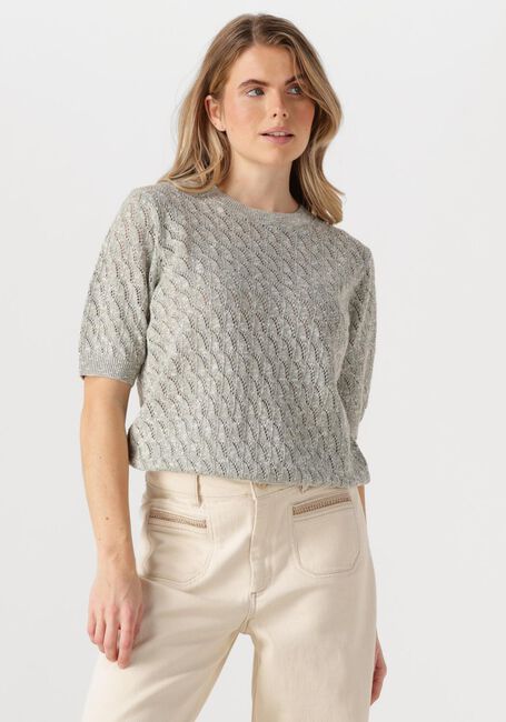 Lichtgrijze MOS MOSH T-shirt MMKARIN MARISOL SS LINEN KNIT - large