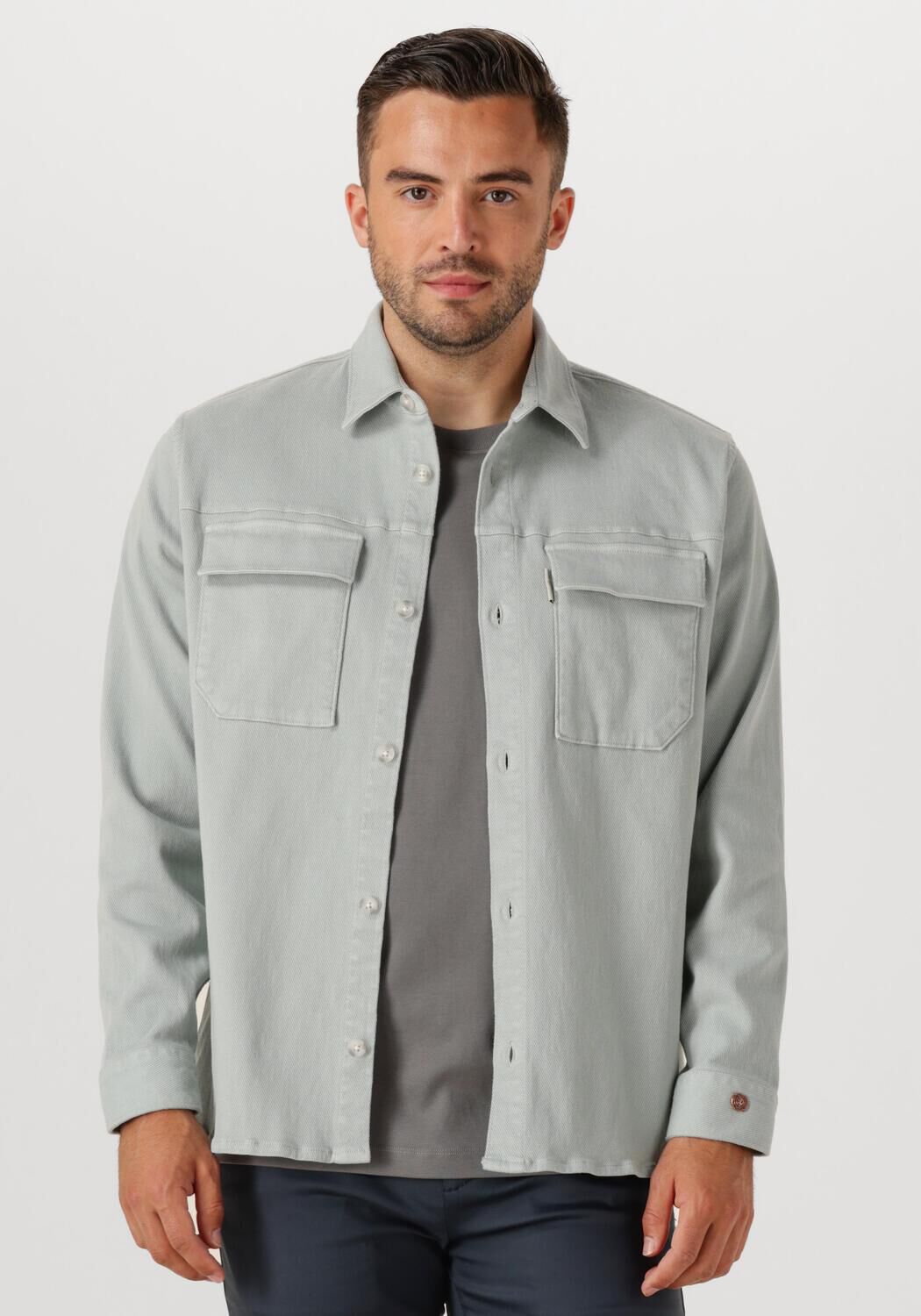 CAST IRON Heren Overshirts Cf Twill Overshirt Lichtgrijs
