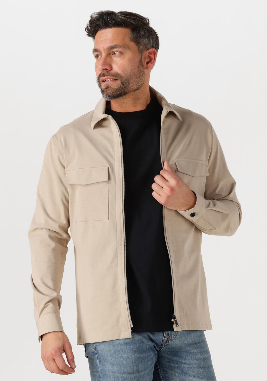 GENTI Heren Overshirts Oaks Shirt Jacket Zip S2095-1997 Beige