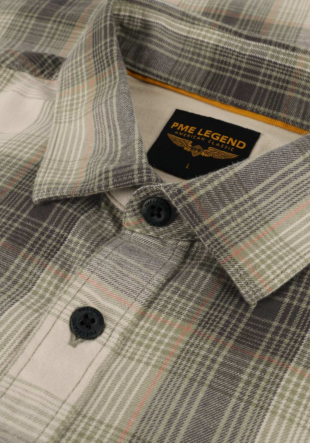 Olijf PME LEGEND Casual overhemd LONG SLEEVE SHIRT CTN YD TWILL CHECK - large