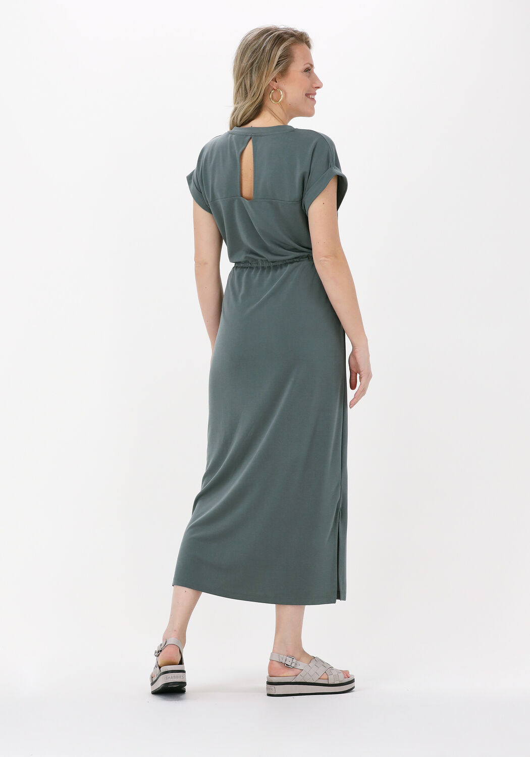 groene simple midi jurk jersey dress