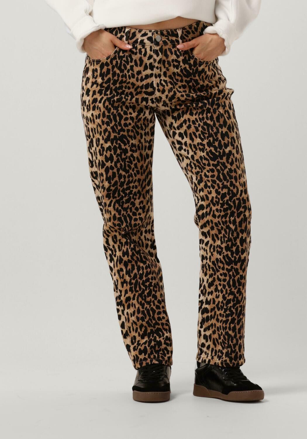 Catwalk Junkie cropped jeans Feline met panterprint ecru zwart
