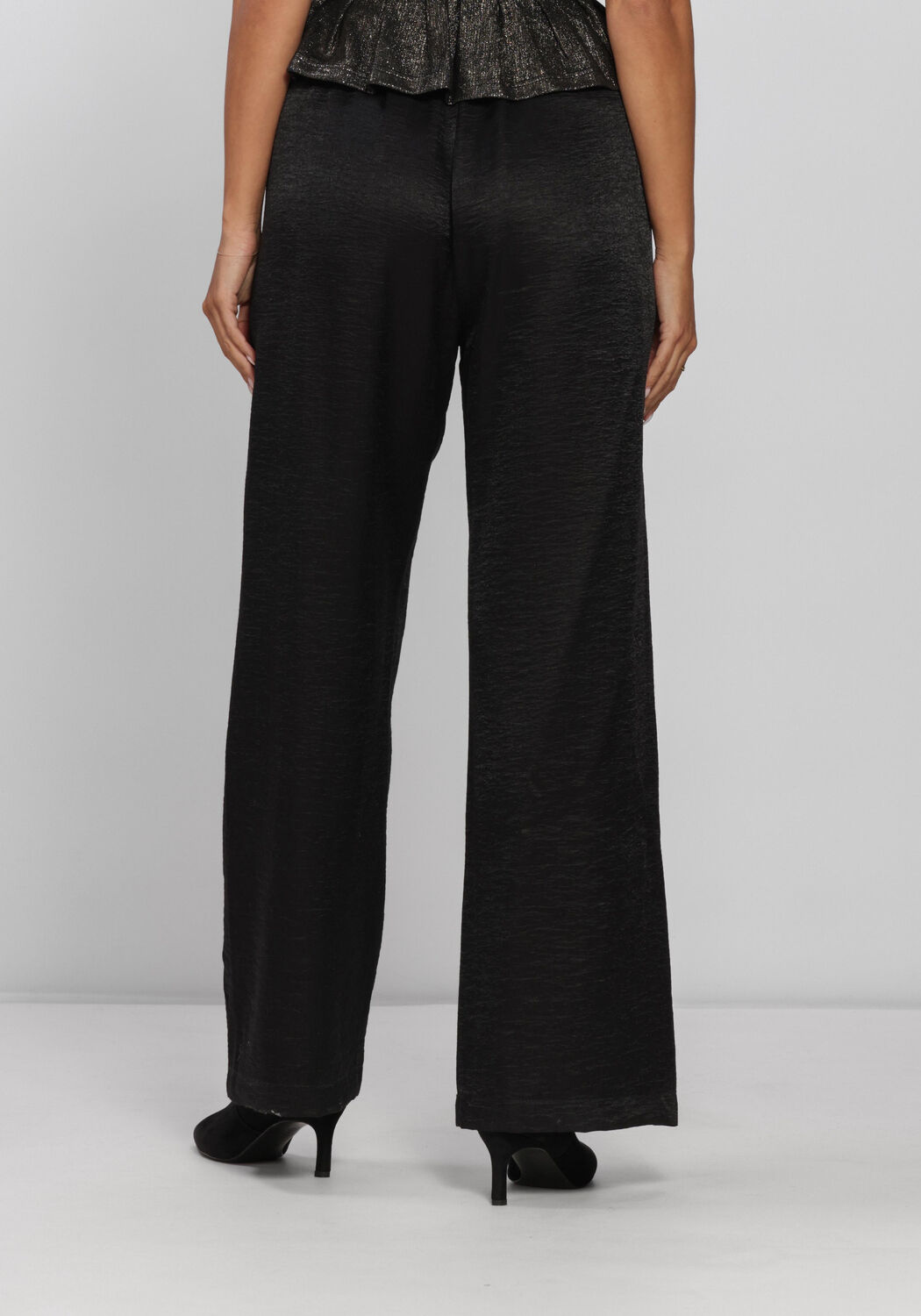 Zwarte BY-BAR Wijde broek PELLE METALLIC PANTS - large