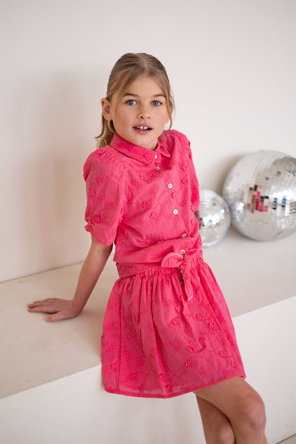 LIKE FLO Meisjes Rokken Broidery Anglais Flower Skirt Roze