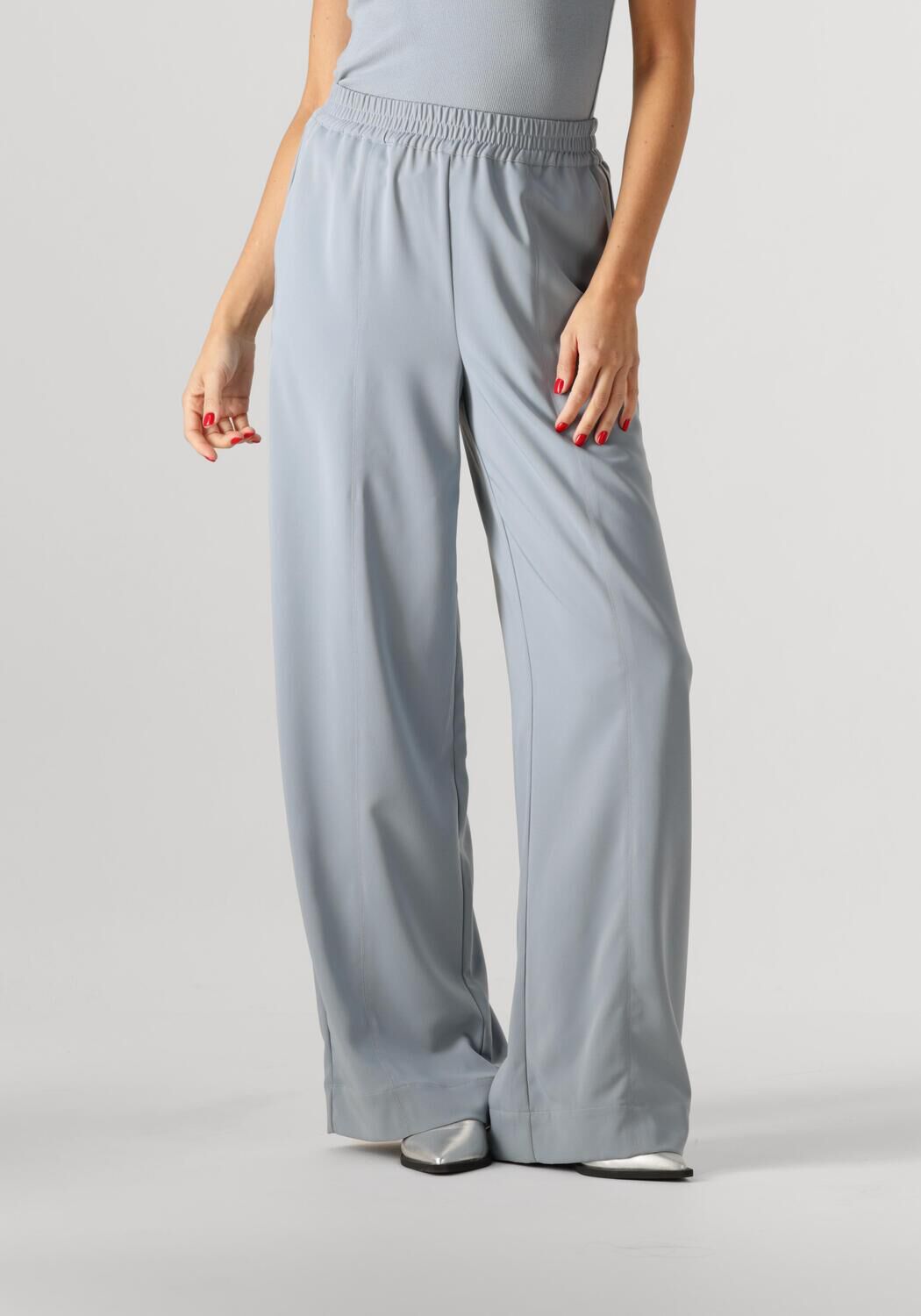 Gestuz Wijde Pijp Elastische Taille Losse Pasvorm Broek Grijs Blauw Blue Dames