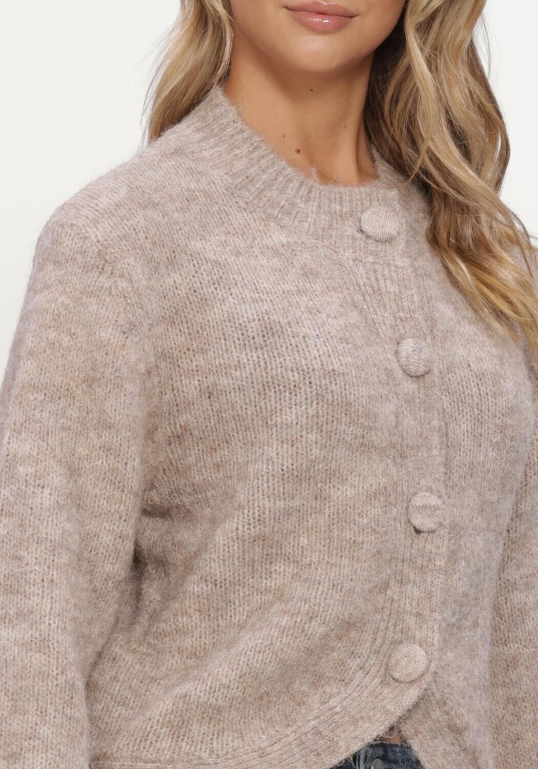 Beige NEO NOIR Vest GIO FLUFFY KNIT CARDIGAN - large