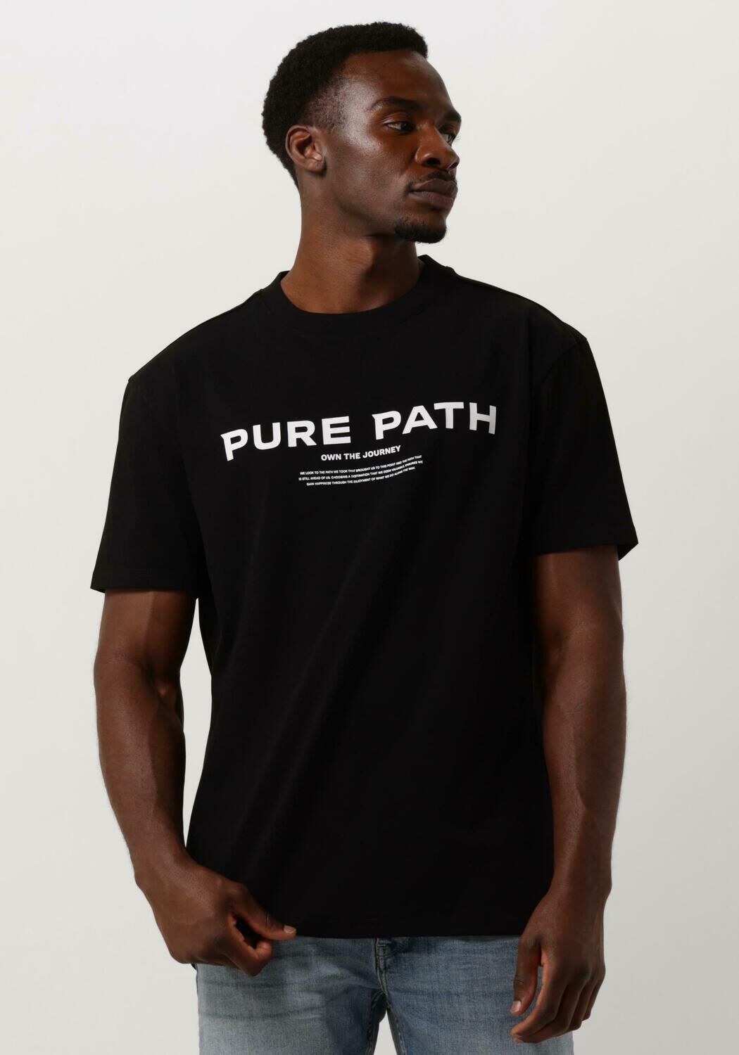 PURE PATH Heren Polo's & T-shirts Tshirt With Front Print Zwart
