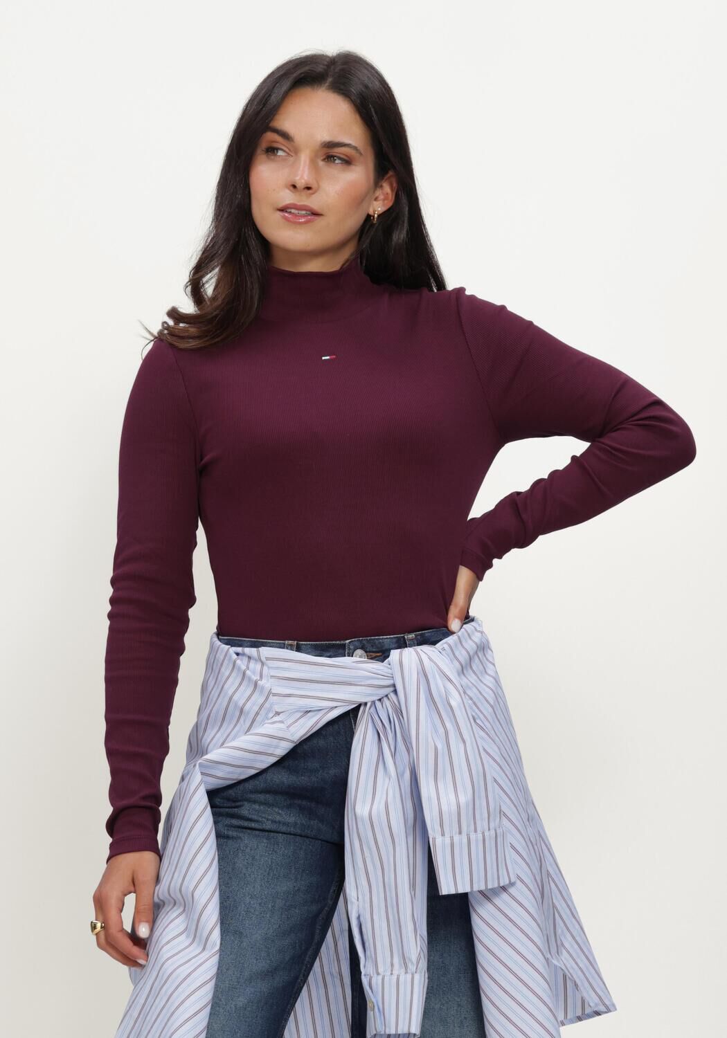 Bordeaux TOMMY JEANS Trui TJW ESSENTIAL MOCK NECK - large