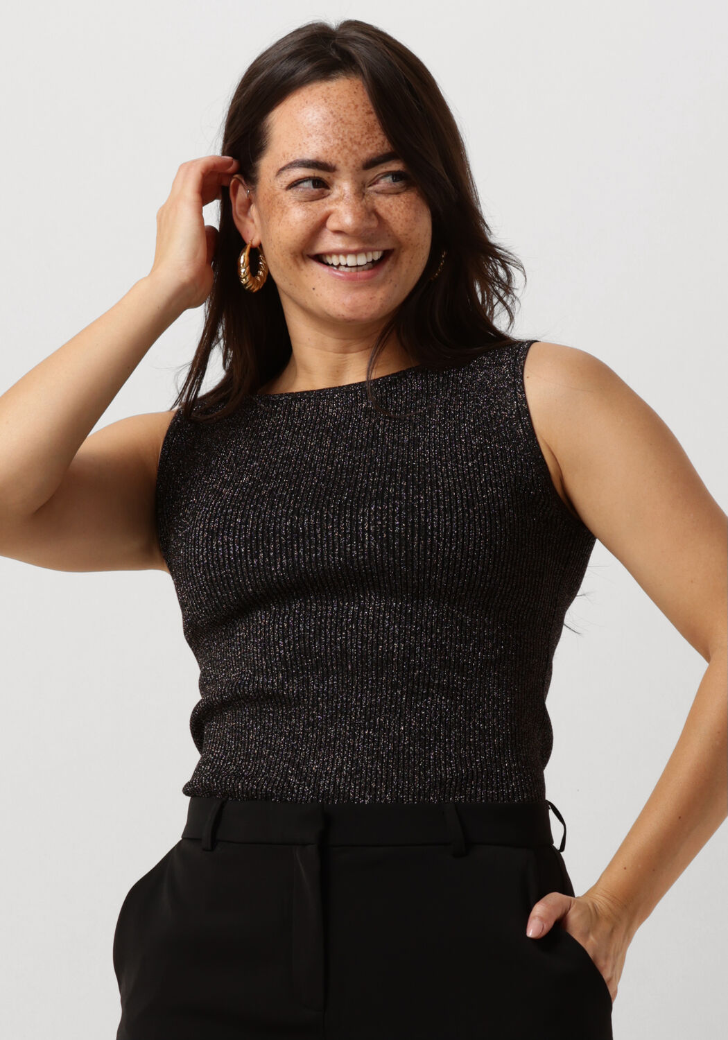 NEO NOIR Dames Tops & T-shirts Talia Glitter Knit Top Zwart