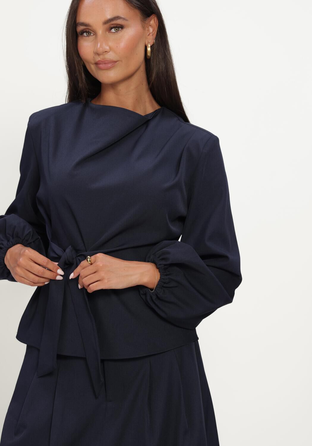 Donkerblauwe CO'COUTURE Blouses LUNACC TIE BLOUSE - large