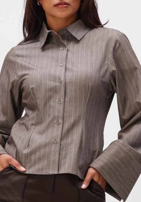 Taupe NEO NOIR Blouses ROSA PINSTRIPE MELANGE SHIRT - large