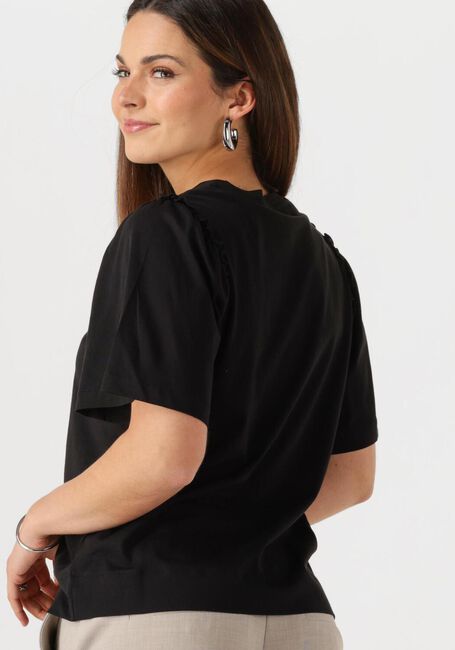 Zwarte SELECTED FEMME T-shirt SLFPENELOPE 2/4 RUFFLE TEE - large