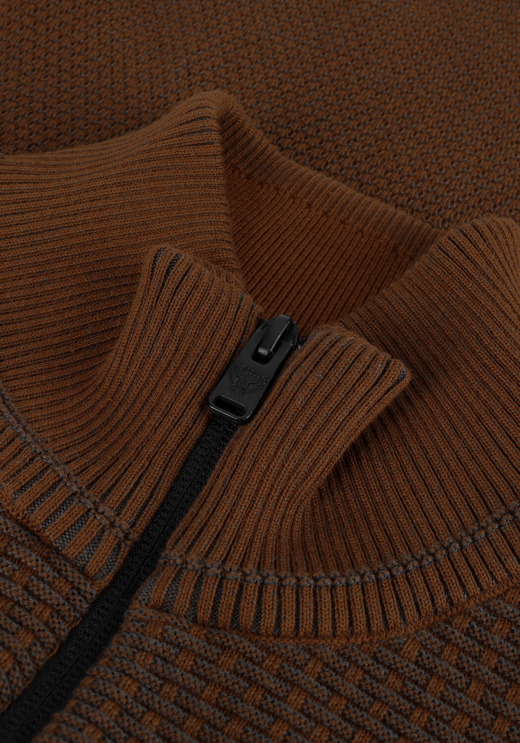 Oranje PME LEGEND Trui HALF ZIP COLLAR COTTON PLATED - large