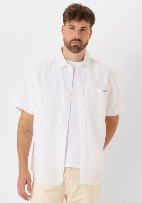 Witte CALVIN KLEIN Casual overhemd LINEN COTTON S/S SHIRT - large