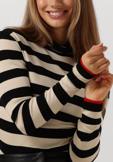 Zwarte SUMMUM Tops & T-shirts TURTLE NECK TOP SHEER JERSEY STRIPE - large