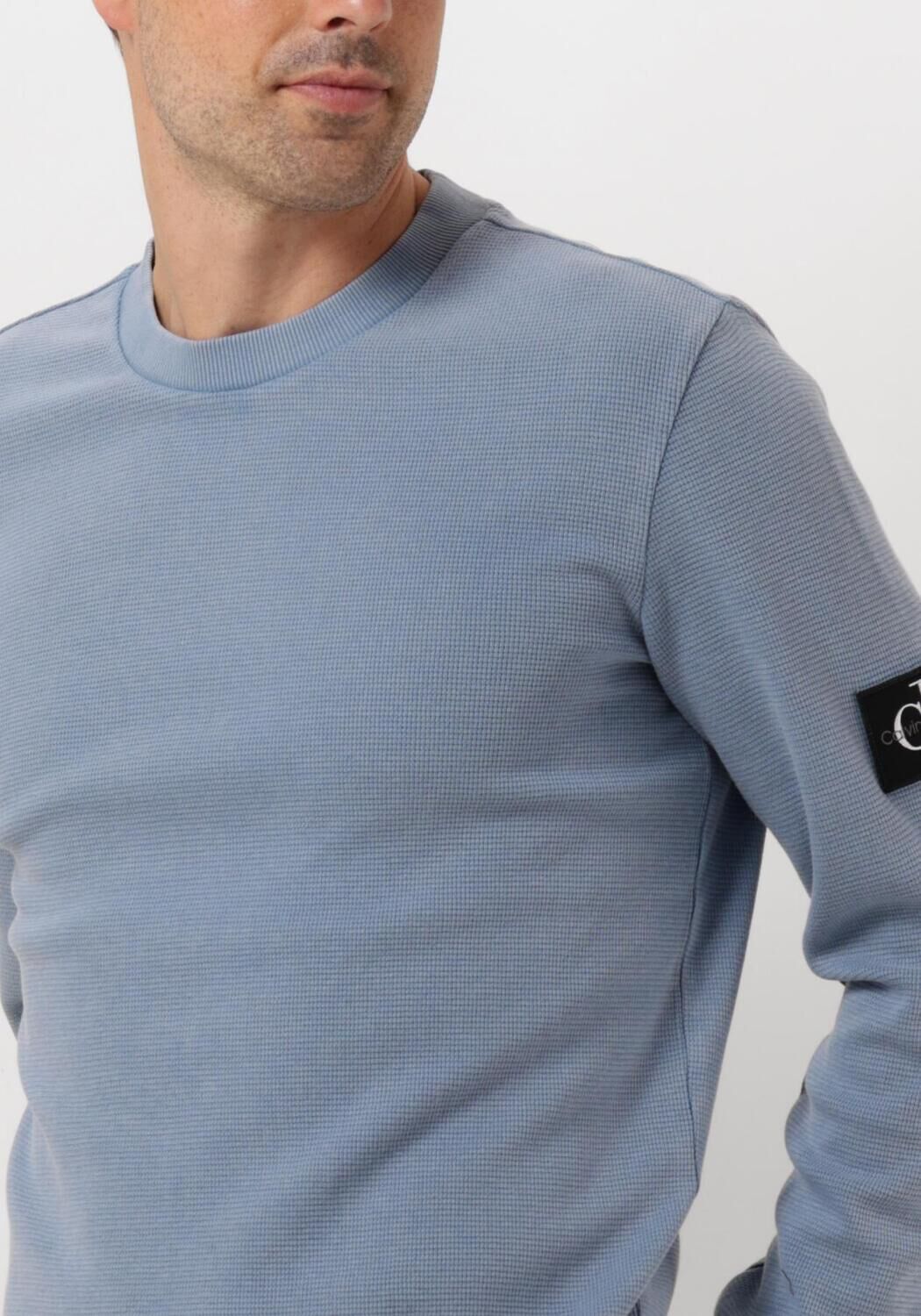 CALVIN KLEIN Heren Truien & Vesten Washed Badge Waffle Blauw
